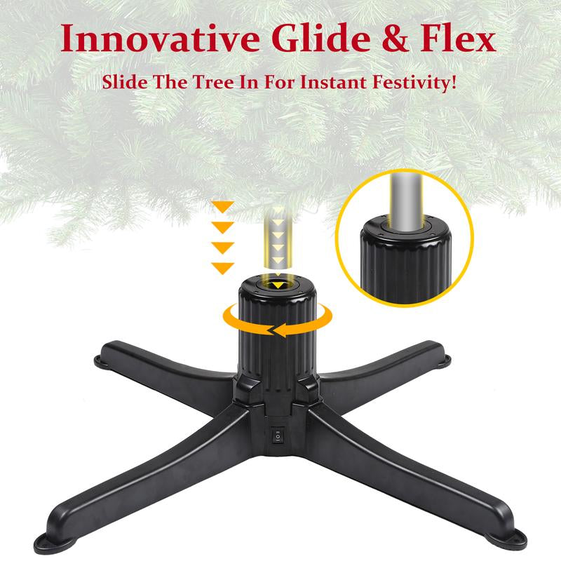 6/7.5Ft Artificial Green Christmas Tree, PE+PVC Material, 12 Lighting Modes, Prelit with Warm White Lights, with Rotating Stand