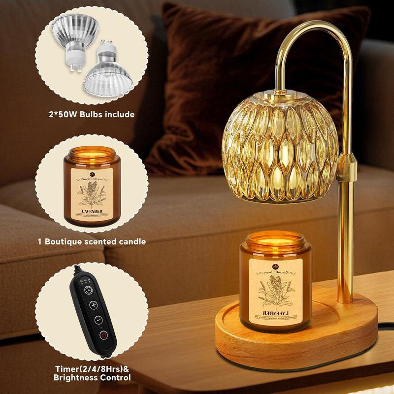 Warmembrace Candle Warmer Lamp, with Free Scented Candle and 2 Bulbs, Height Adjustable with Timer, Unique Boutique Candle Warm Lamp for Home & Bedroom Decor, Ideal Gift for Birthday/Mother'S Day, Halloween Gifts, Christmas Gifts,Anniversary Gift