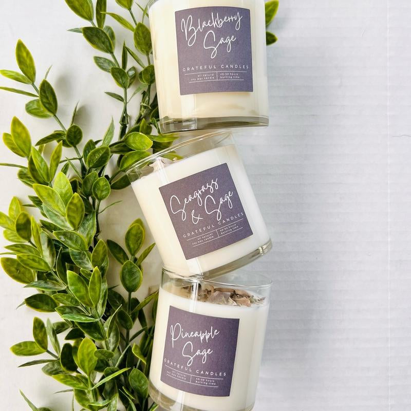 Sage Candles - Decorative with Organic Sage and Scent for Home Decoration