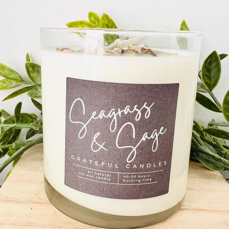 Sage Candles - Decorative with Organic Sage and Scent for Home Decoration