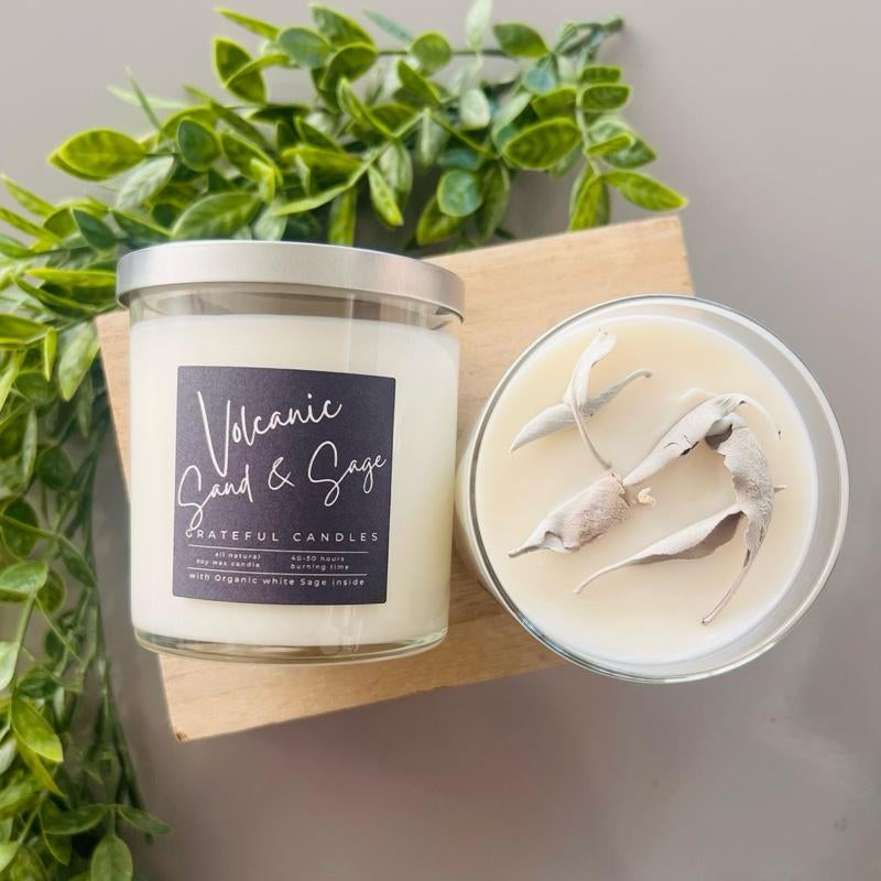 Sage Candles - Decorative with Organic Sage and Scent for Home Decoration