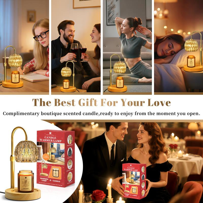 Warmembrace Candle Warmer Lamp, with Free Scented Candle and 2 Bulbs, Height Adjustable with Timer, Unique Boutique Candle Warm Lamp for Home & Bedroom Decor, Ideal Gift for Birthday/Mother'S Day, Halloween Gifts, Christmas Gifts,Anniversary Gift