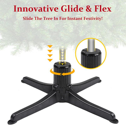6/7.5Ft Artificial Green Christmas Tree, PE+PVC Material, 12 Lighting Modes, Prelit with Warm White Lights, with Rotating Stand
