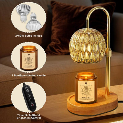 Warmembrace Candle Warmer Lamp, with Free Scented Candle and 2 Bulbs, Height Adjustable with Timer, Unique Boutique Candle Warm Lamp for Home & Bedroom Decor, Ideal Gift for Birthday/Mother'S Day, Halloween Gifts, Christmas Gifts，Anniversary Gift
